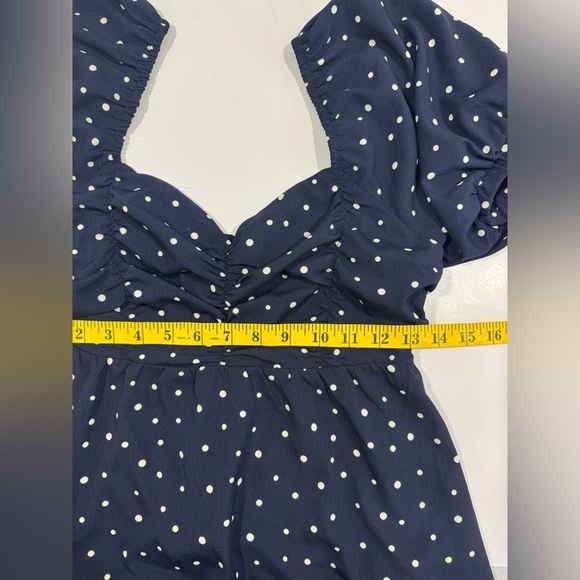By Together Women's Polka-Dot Peplum Blouse Blue Size Medium - Picture 8 of 12